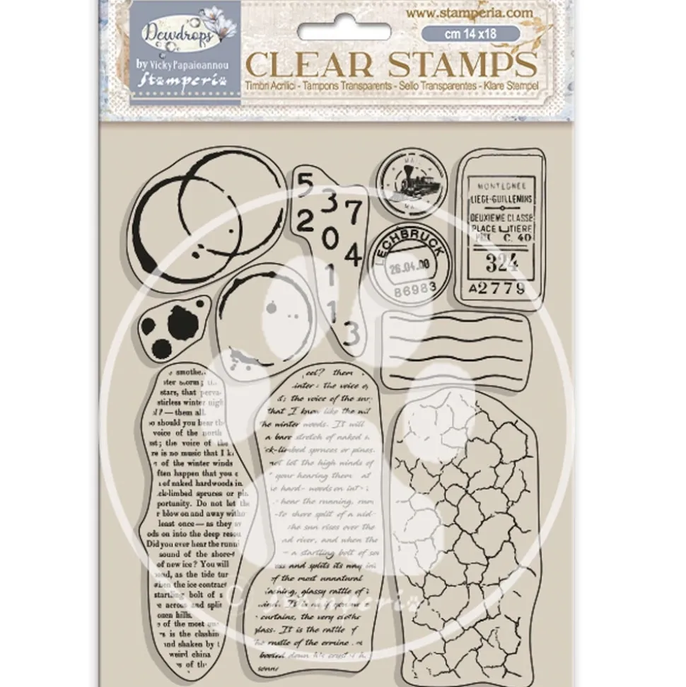Set de sellos transparentes Fondos Dewdrops Stamperia
