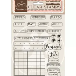 Set de sellos transparentes Calendario mensual Create Happiness Stamperia