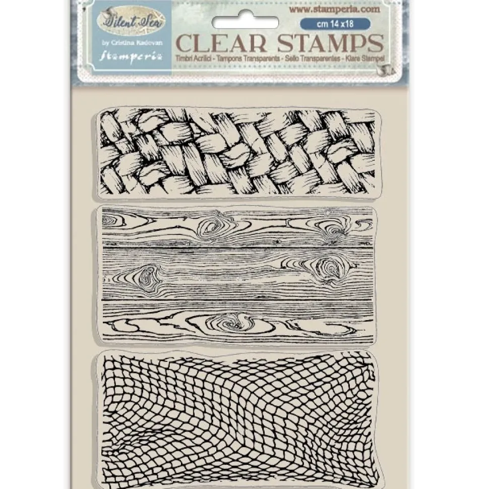 Set de sellos transparentes Textura Silent Sea Stamperia