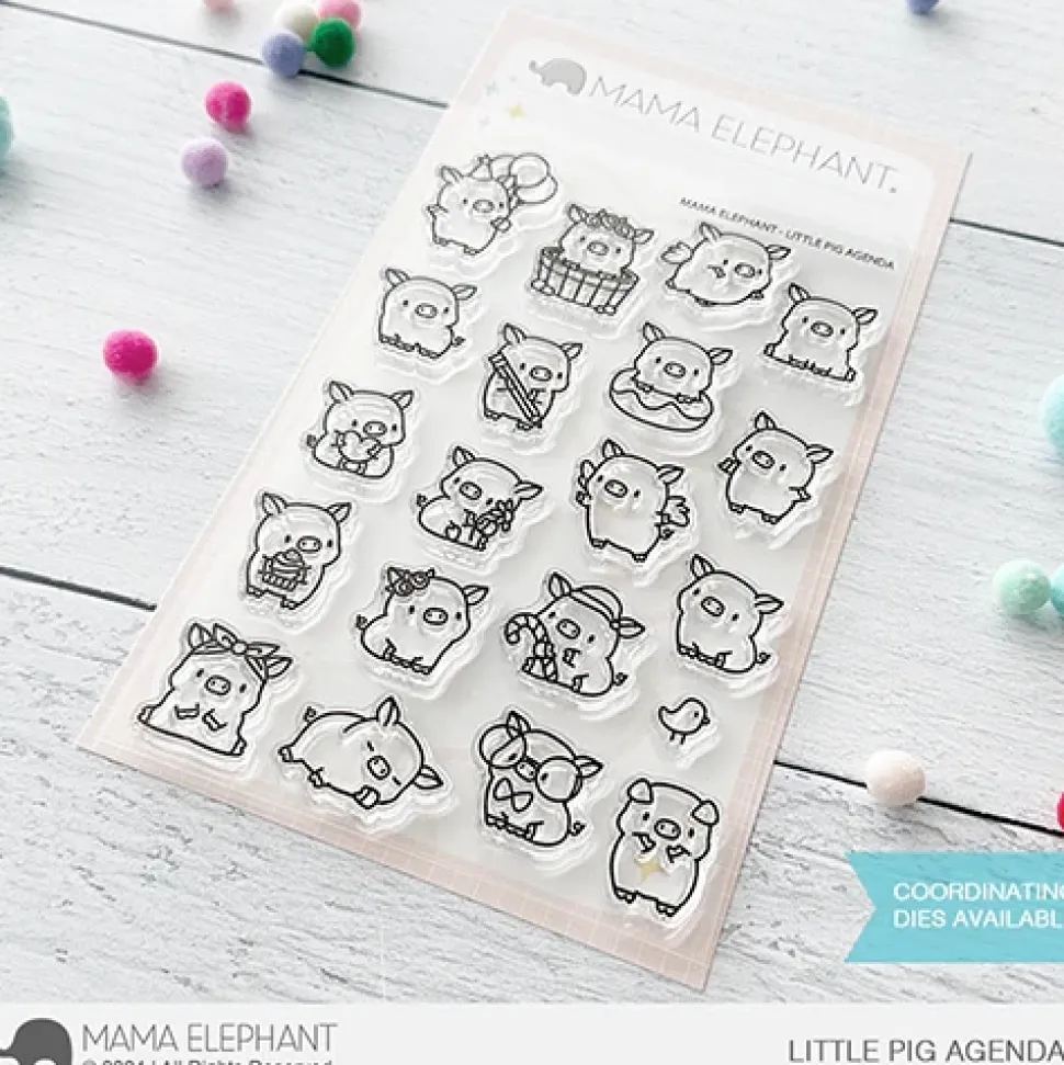 Set de sellos transparentes Little Pig Agenda Mama Elephant