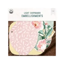 Set Die-Cuts Light Chipboard Album Base y papel Flowerish P13 15x15cm