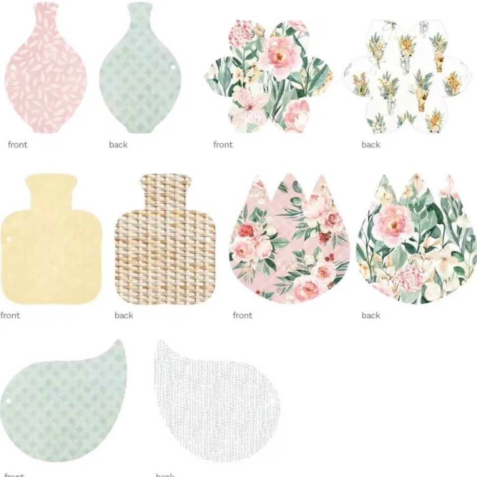 Set Die-Cuts Light Chipboard Album Base y papel Flowerish P13 15x15cm