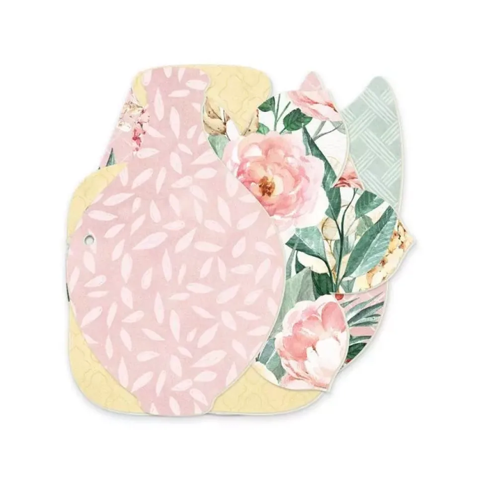 Set Die-Cuts Light Chipboard Album Base y papel Flowerish P13 15x15cm