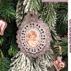 Silueta de madera Bola de Navidad con Camafeo Dayka