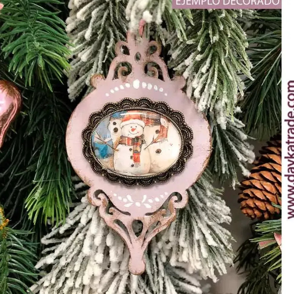 Silueta de madera Mini Bola de Navidad con Camafeo ovalado Dayka