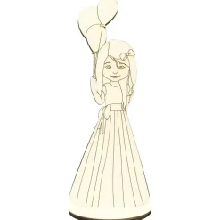 Silueta de madera Niña Comunión Globos Decoman