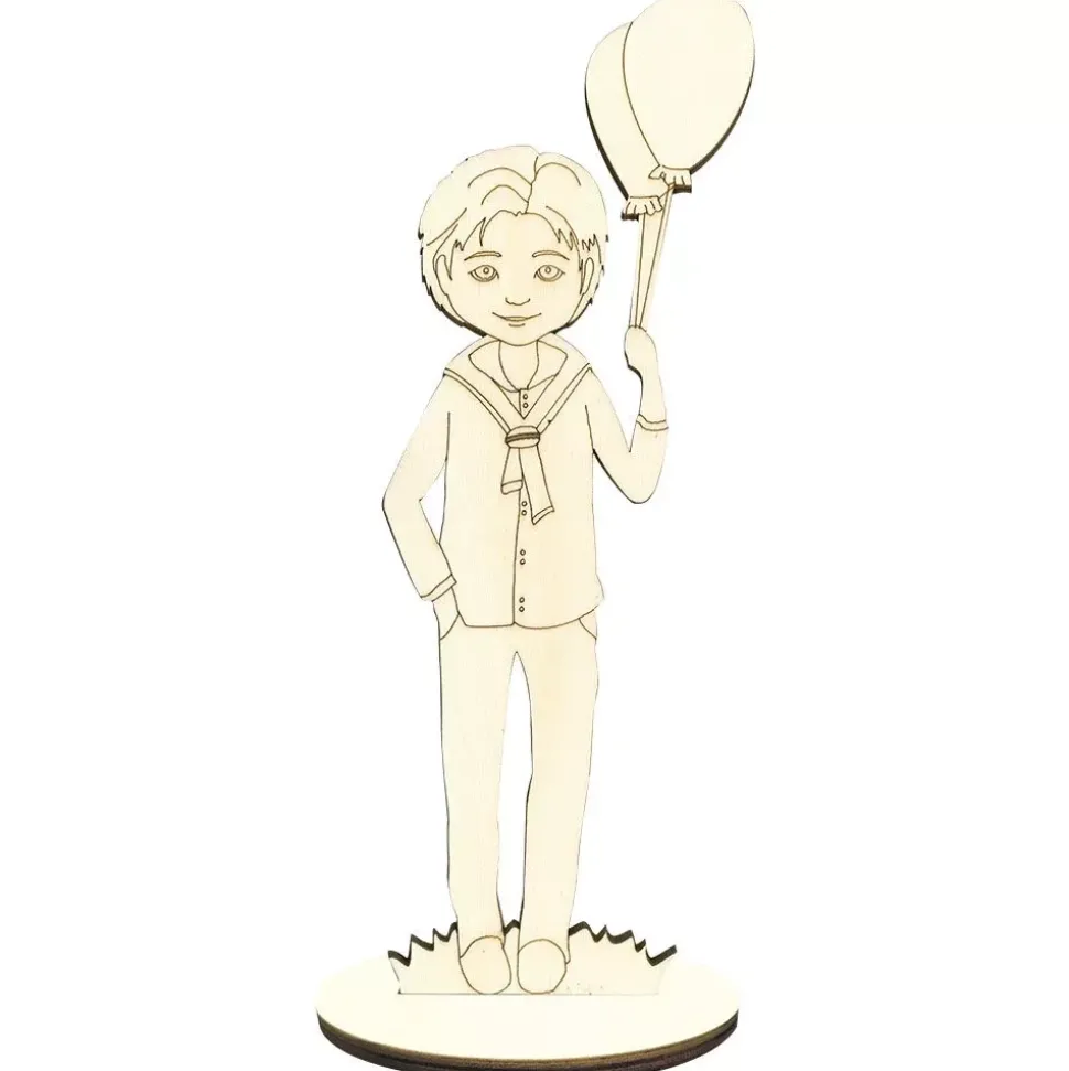 Silueta de madera Niño con Globos Comunión Decoman
