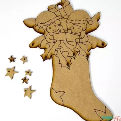 Silueta en DM Calcetín de Navidad