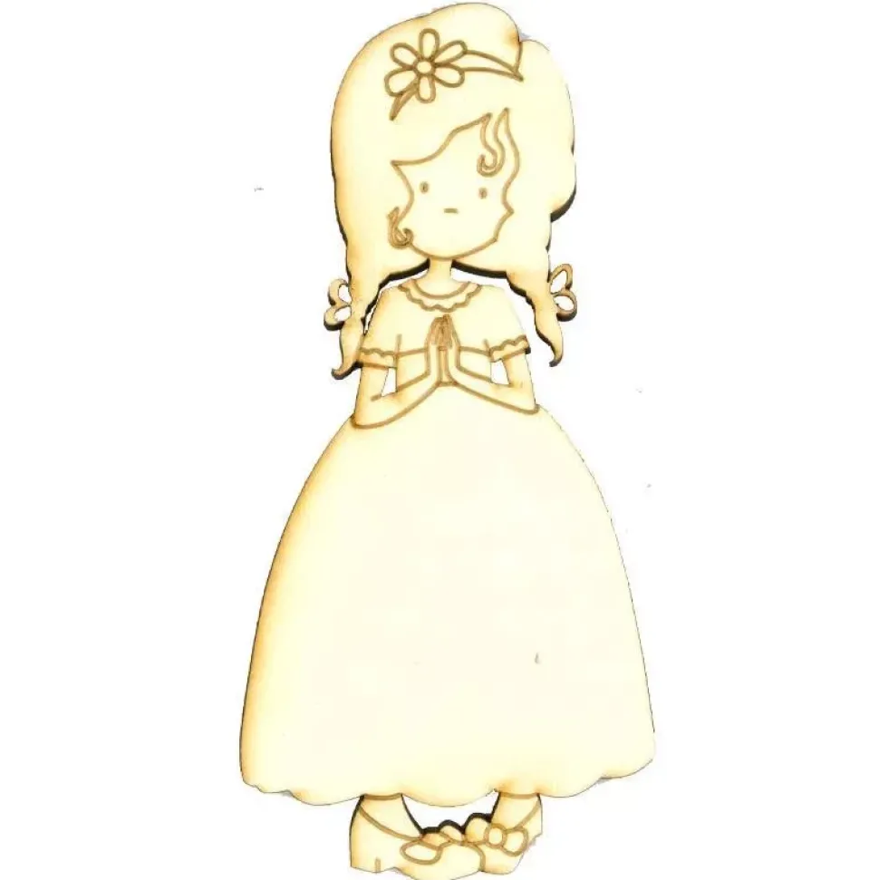 Silueta Niña comunión rizos