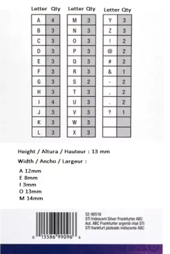 Stickers Abecedario Iridiscente pequeño Silver Frankfurter Sticko