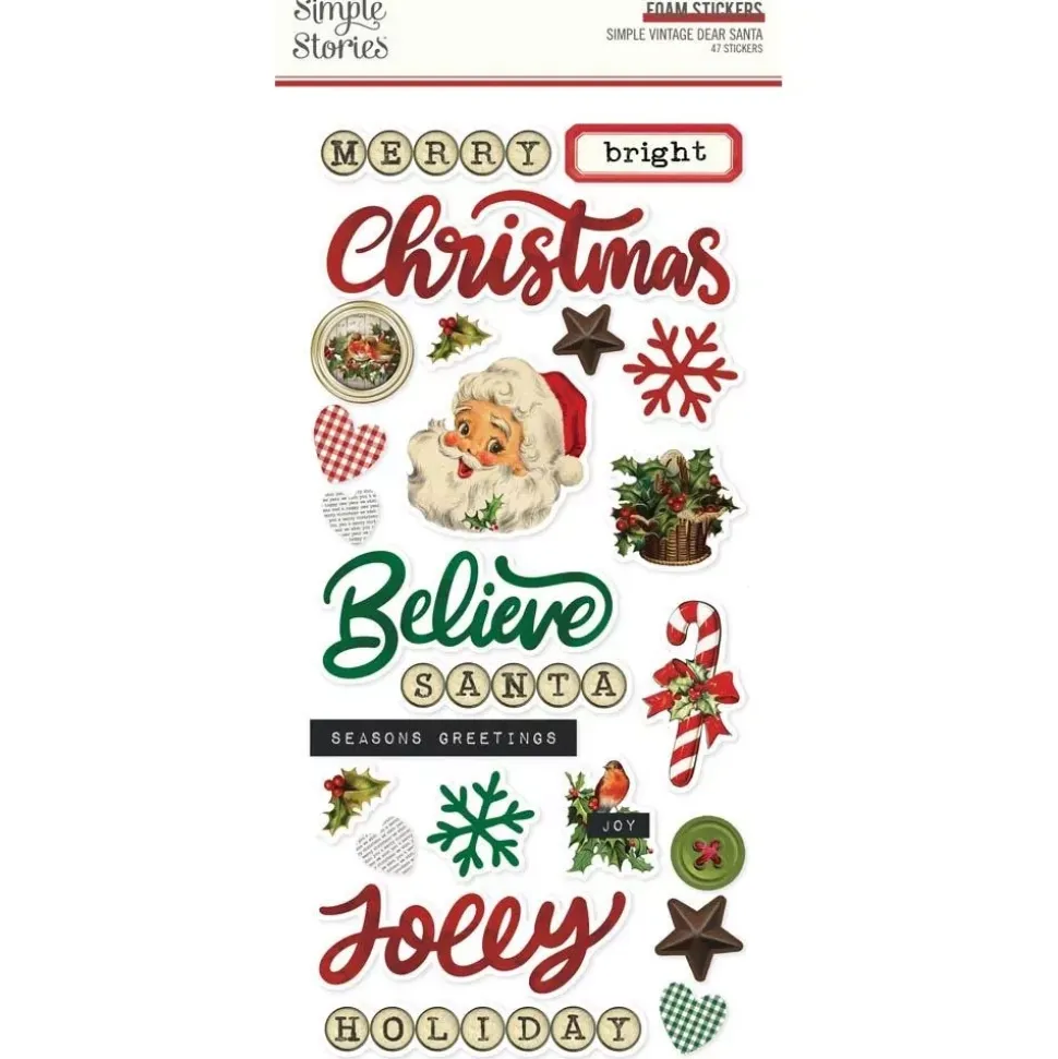 Stickers Foam Simple Vintage Dear Santa Simple Stories