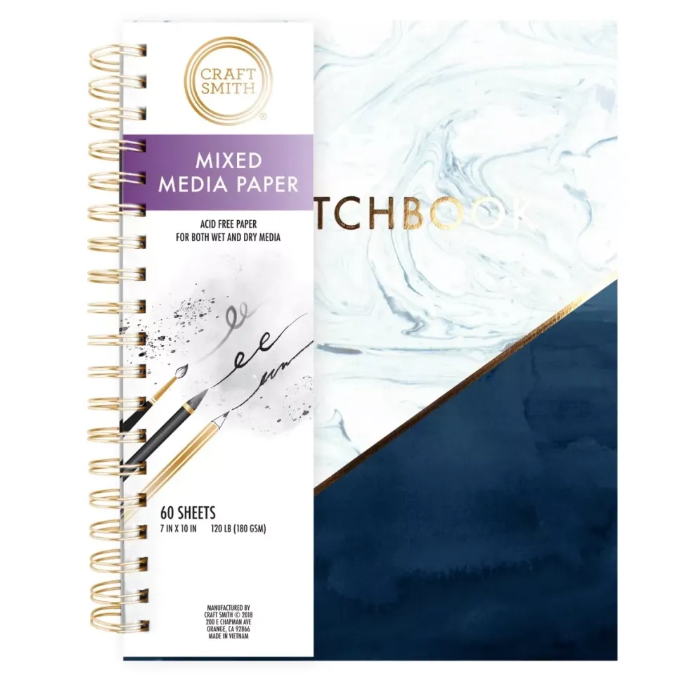 SUPER OFERTA **40%** Bloc de dibujo y Mixed Media Marble Sketchebook Craft Smith 19x23cm