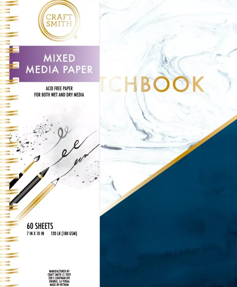 SUPER OFERTA **40%** Bloc de dibujo y Mixed Media Marble Sketchebook Craft Smith 19x23cm