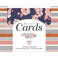 SUPER OFERTA **40%** Caja de sobres y postales Again and Again Pink Paislee