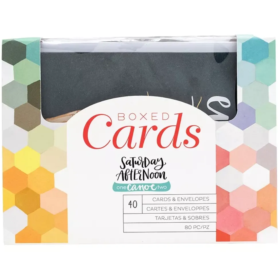 SUPER OFERTA **40%** Caja de sobres y postales Saturday Afternoon 1canoe2