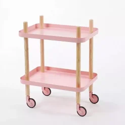 SUPER OFERTA **40%** Carrito de diseño con 2 bandejas Rosa