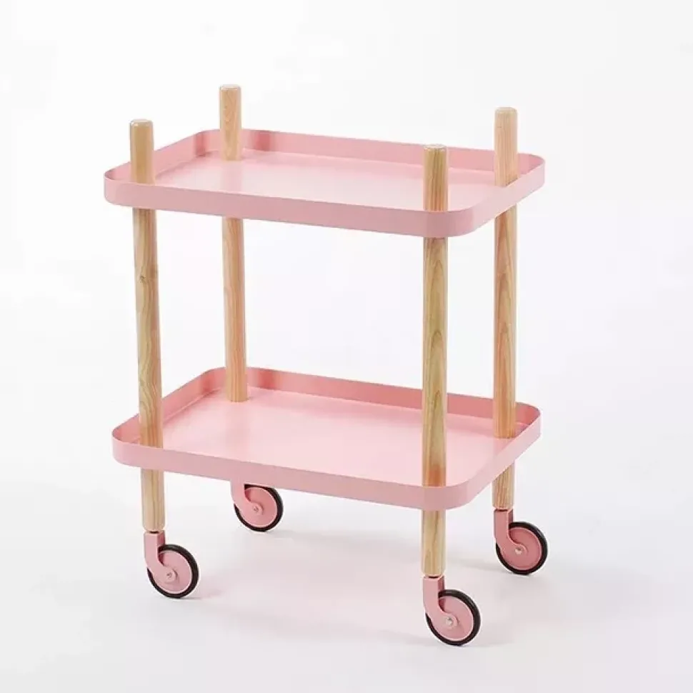 SUPER OFERTA **40%** Carrito de diseño con 2 bandejas Rosa