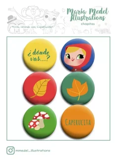 SUPER OFERTA **40%** Chapas Caperucita MMedel Illustrations