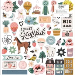 SUPER OFERTA **40%** Chipboard Stickers Market Square Maggie Holmes