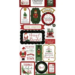 SUPER OFERTA **40%** Die-cuts de chipboard de frases Here Comes Santa Claus Echo Park