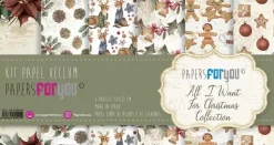 SUPER OFERTA **40%** Kit de Papeles Vellum All I Want For Christmas PapersForYou 30x30cm
