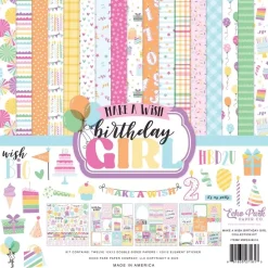 SUPER OFERTA **40%** Kit de scrapbooking Make A Birthday Wish Girl Echo Park 30x30cm