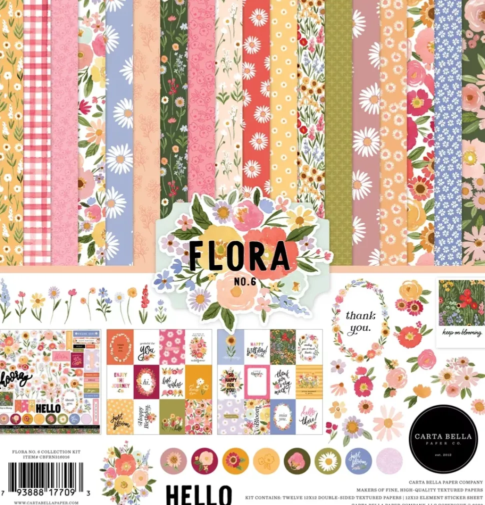 SUPER OFERTA **40%** Kit de Scrapbooking Flora No. 6 Carta Bella 30x30cm