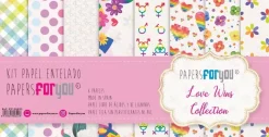 SUPER OFERTA **40%** Kit Papel de Tela Love Wins PapersForYou 30x30cm