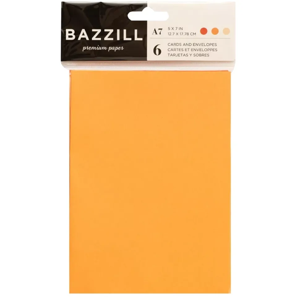 SUPER OFERTA **30%** Pack 6 Tarjetas y Sobres Oranges Bazzill