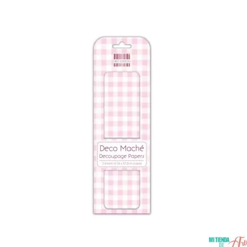 SUPER OFERTA **30%** Papel Deco Maché Pink Gingham First Edition