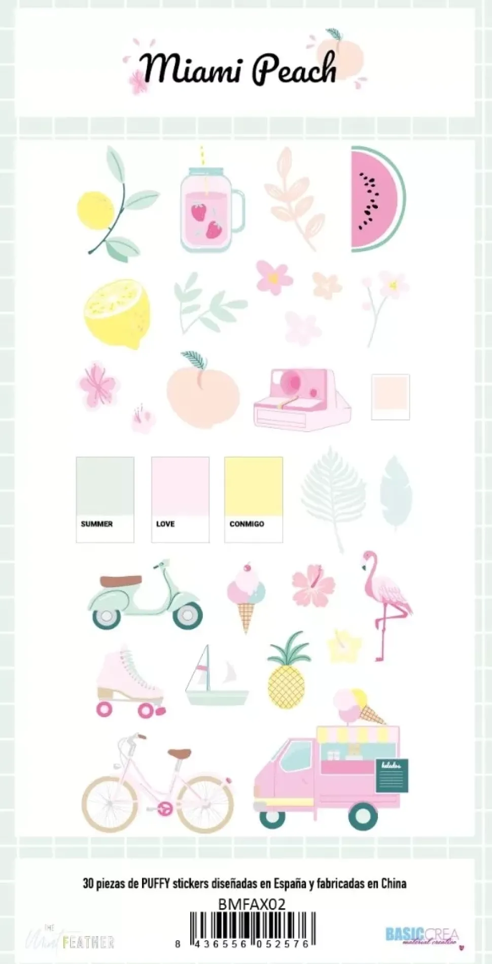 SUPER OFERTA **30%** Pegatinas Puffy Miami Peach The Mint Feather