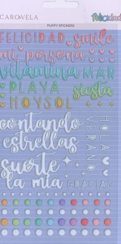 SUPER OFERTA **30%** Puffy stickers Felicidad Caro Vela
