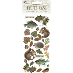 SUPER OFERTA **30%** Rub-on Leaves and Animals Forest Stamperia