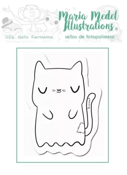 SUPER OFERTA **40%** Sello transparente Gato fantasma MMedel Illustrations