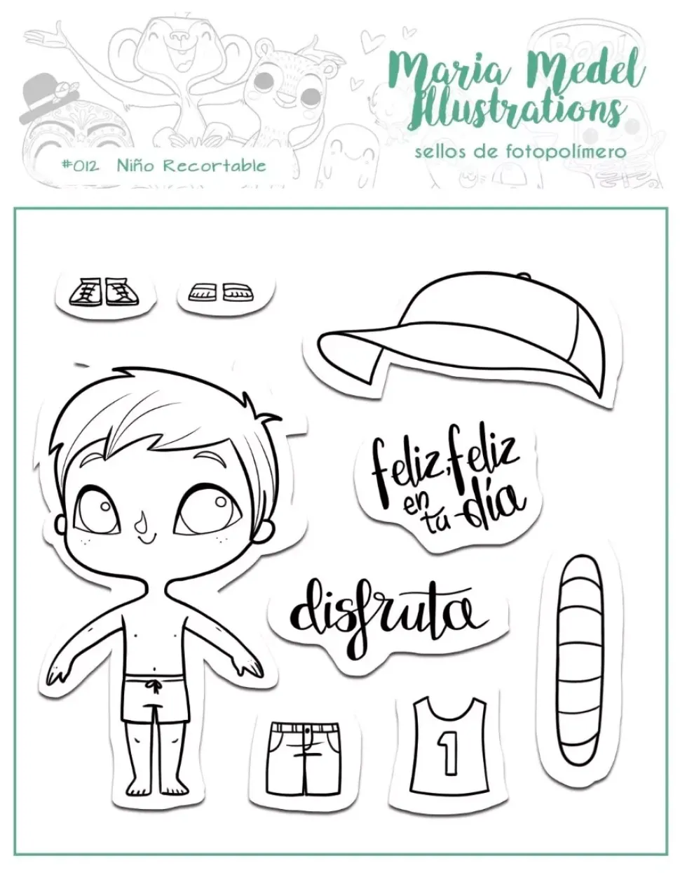 SUPER OFERTA **40%** Sellos transparentes Niño recortable MMedel Illustrations