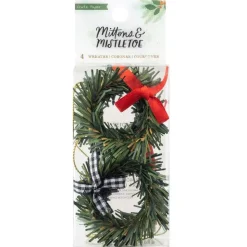 SUPER OFERTA **40%** Set 4 Coronas Mittens & Mistletoe Crate Paper