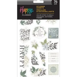 SUPER OFERTA **40%** Set 5 hojas Stickers Color Story Florals Happy Planner
