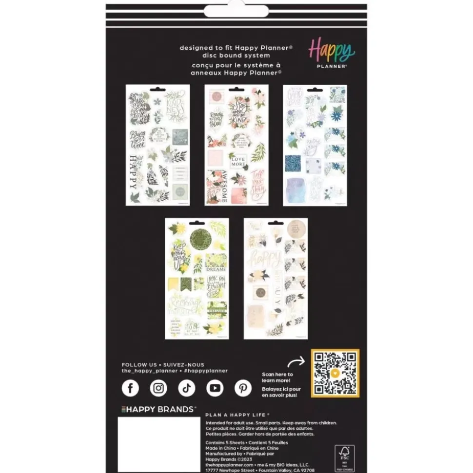 SUPER OFERTA **40%** Set 5 hojas Stickers Color Story Florals Happy Planner