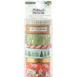 SUPER OFERTA **40%** Set 7 Washi Tapes Mittens & Mistletoe Crate Paper