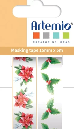 SUPER OFERTA **40%** Set 2 washi tapes Hojas Christmas Berries Artemio