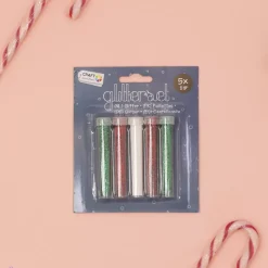 SUPER OFERTA **40%** Set de 5 Purpurinas Rojo y Verde Craft Sensations