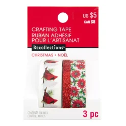 SUPER OFERTA **40%** Set de 3 washi tapes Cardinal and Poinsettia Craft Smith