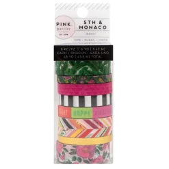 SUPER OFERTA **40%** Set de 8 washi tapes 5th and Monaco Pink Paislee