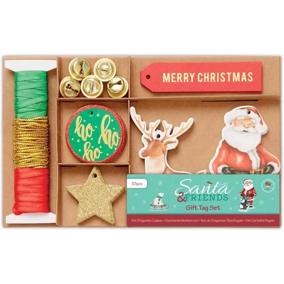 SUPER OFERTA **40%** Set de Etiquetas de Regalo Santa & Friends Docrafts