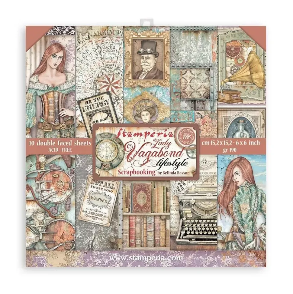 SUPER OFERTA **30%** Set de Scrapbooking Lady Vagabond Lifestyle Stamperia 15x15cm
