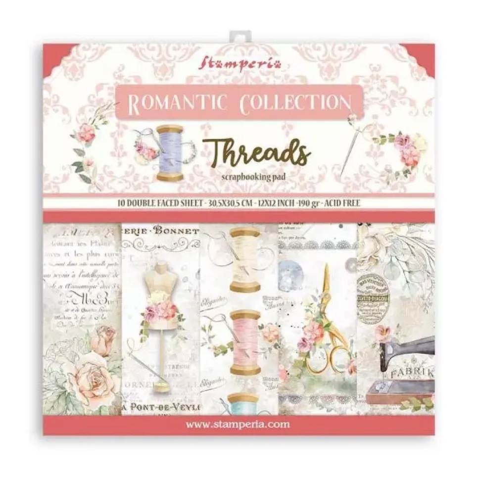 SUPER OFERTA **30%** Set de Scrapbooking Romantic Threads Stamperia 30x30cm
