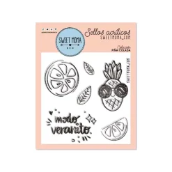 SUPER OFERTA **40%** Set de sellos acrílicos Piña colada Sweet Möma