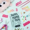 SUPER OFERTA **40%** Set de sellos Super mamá y papá Micaela Ferrero
