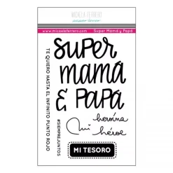 SUPER OFERTA **40%** Set de sellos Super mamá y papá Micaela Ferrero