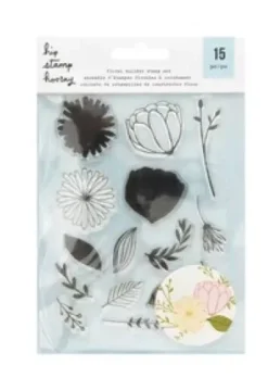 SUPER OFERTA **40%** Set de Sellos Acrílicos Floral Builder Hip Stamp Hooray American Crafts